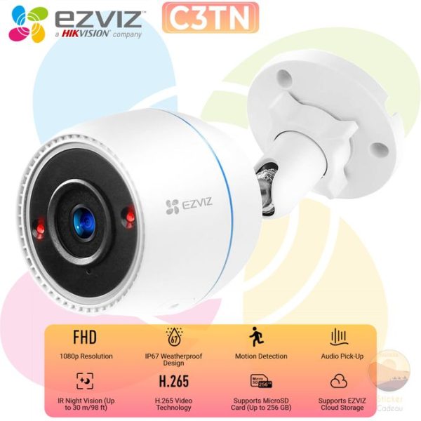 Ezviz 1080P Caméra Surveillance C3TN WiFi Extérieure Vision Nocturne en Couleur, Caméra Exterieur