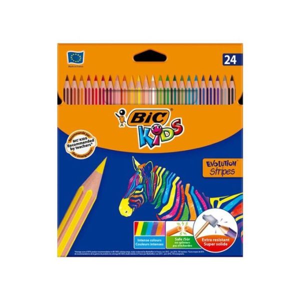 CRAYON DE COULEUR BIC KIDS 24 couleur longue evolution stripes