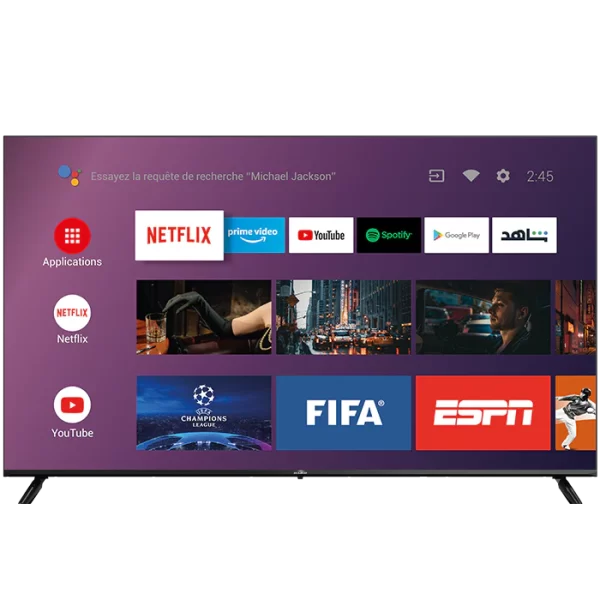 TV LED 65" SMART Android Officiel 4K Récepteur intégré