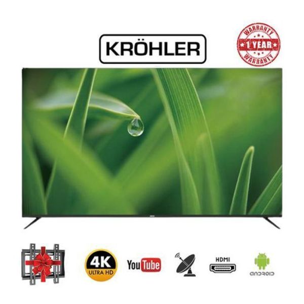 KRÖHLER Smart TV 55" Android UHD - Récepteur intégré + TNT + HDMI + USB - Garantie 1 An