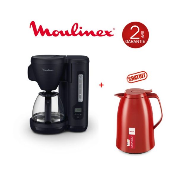 Moulinex Cafetière programmable 10-15 tasses 1000W + thermos Mambo Rouge GRATUIT
