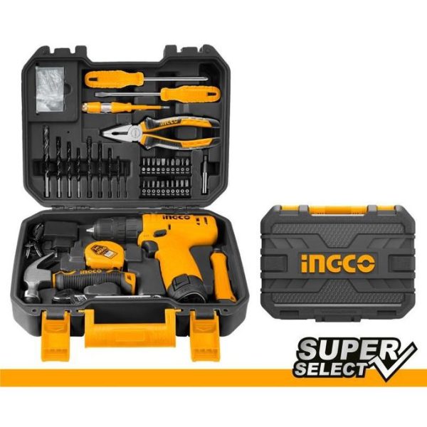 Ingco Coffret visseuse 12V + 80outils/accessoires