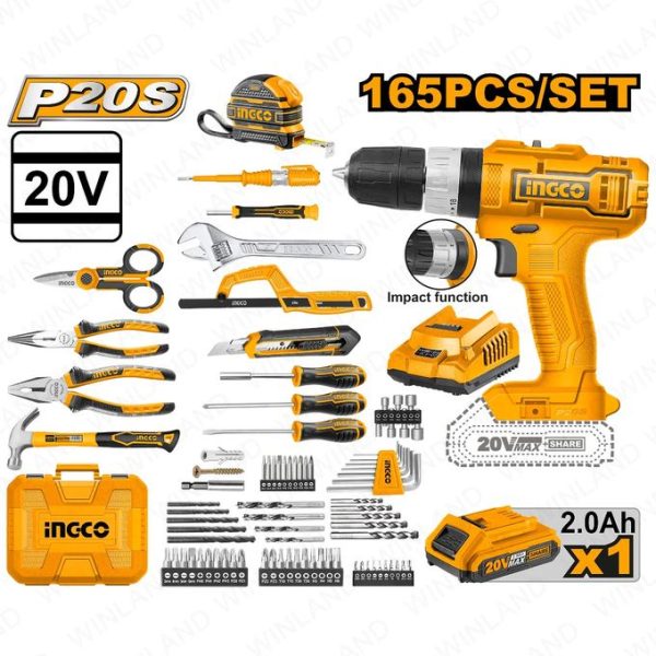 Ingco Coffret visseuse 20V + 165 outils/accessoires